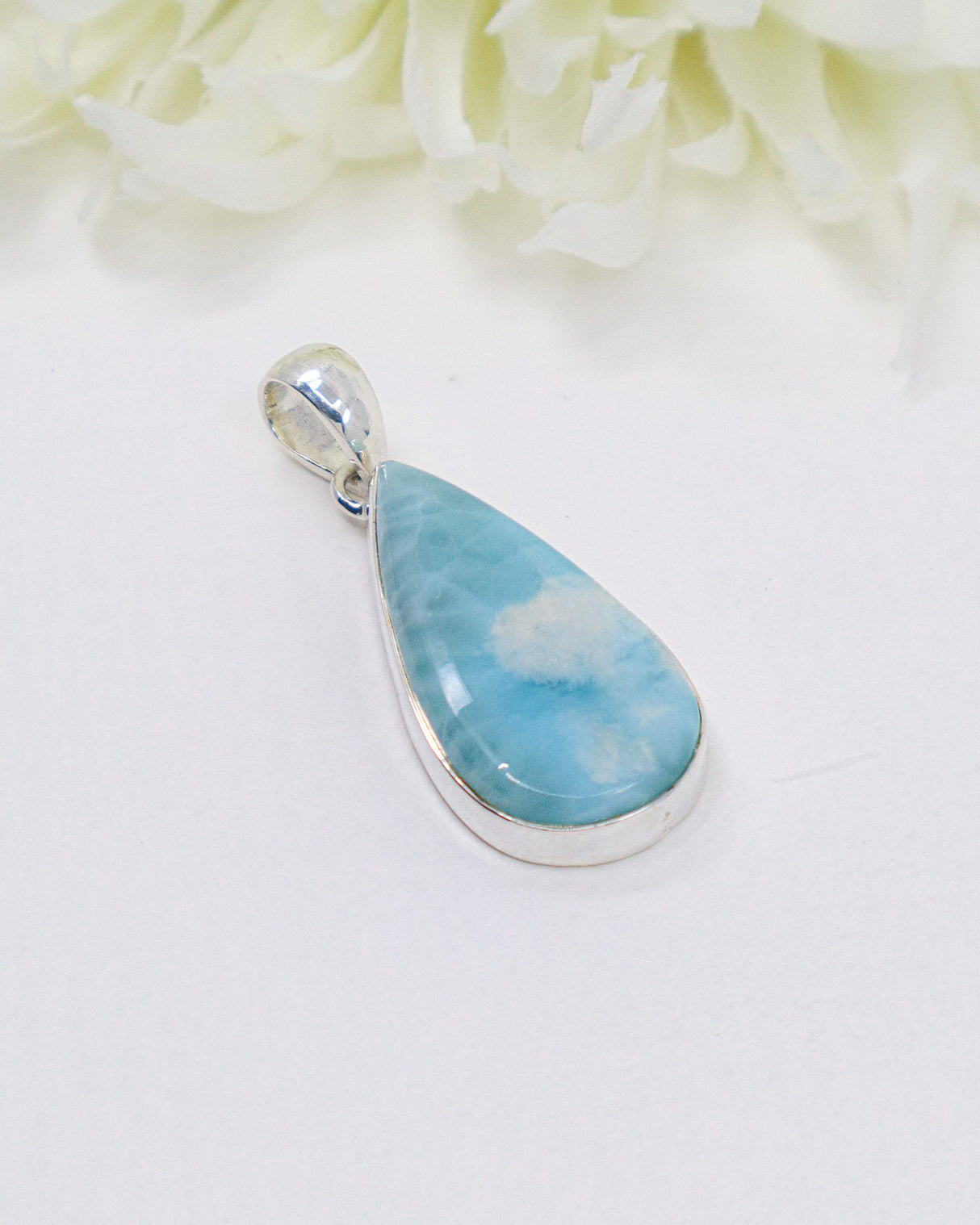 Teardrop Larimar Silver Pendant | Ocean Calm & Feminine Energy