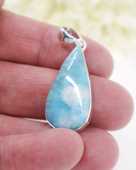 Teardrop Larimar Silver Pendant | Ocean Calm & Feminine Energy