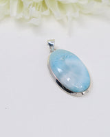 Large Oval Larimar Silver Pendant | Ocean Serenity & Soul Healing