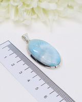 Large Oval Larimar Silver Pendant | Ocean Serenity & Soul Healing