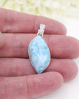 Pear Shaped Larimar Silver Pendant | Ocean Peace & Intuition