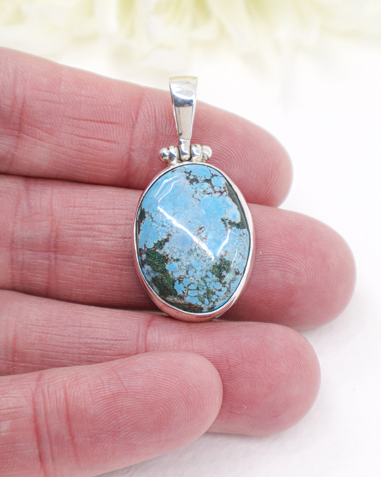 Turquoise Oval Silver Pendant | Protection & Ancient Wisdom
