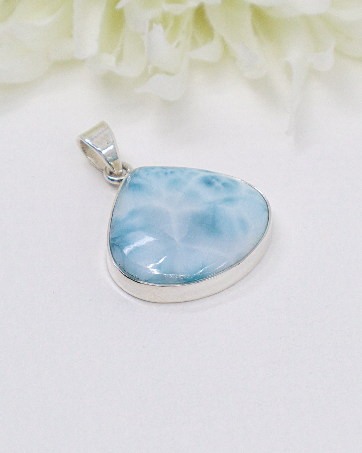 Teardrop Larimar Silver Pendant | Ocean Calm & Feminine Energy