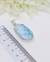 Oval Larimar Silver Pendant | Ocean Calm & Divine Feminine Energy