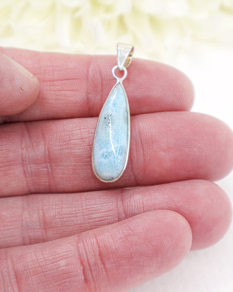 Larimar Teardrop Silver Pendant | Ocean Calm & Feminine Energy