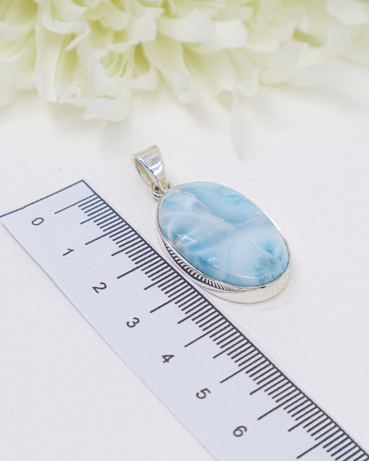 Oval Larimar Silver Pendant | Tranquility & Ocean Energy