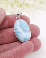 Oval Larimar Silver Pendant | Tranquility & Ocean Energy