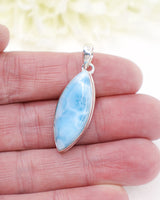 Marquise Larimar Silver Pendant | Intuition & Ocean Serenity