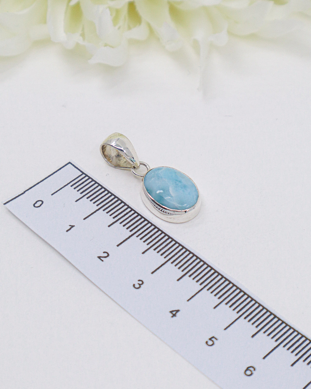 Petite Oval Larimar Silver Pendant | Calm & Ocean Energy
