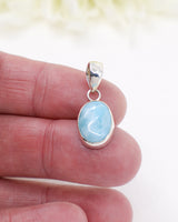 Petite Oval Larimar Silver Pendant | Calm & Ocean Energy