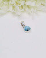Petite Round Larimar Silver Pendant | Calm & Ocean Energy