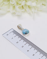 Petite Round Larimar Silver Pendant | Calm & Ocean Energy