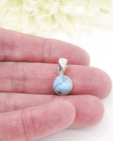 Petite Round Larimar Silver Pendant | Calm & Ocean Energy