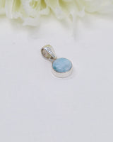 Petite Round Larimar Silver Pendant | Peace & Ocean Serenity