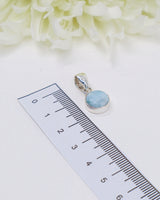 Petite Round Larimar Silver Pendant | Peace & Ocean Serenity