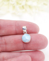 Petite Round Larimar Silver Pendant | Peace & Ocean Serenity