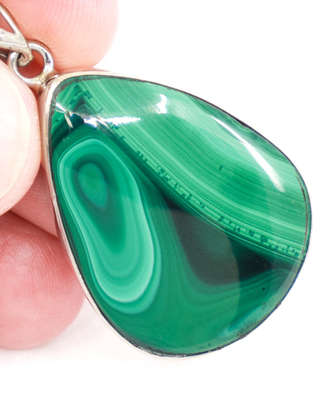 Malachite Sterling Silver Pendant – The Eye of Transformation | Protection & Change