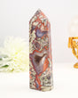 Money Agate Tower Australia 568g with druzy centre and red banding, wealth and manifestation crystal