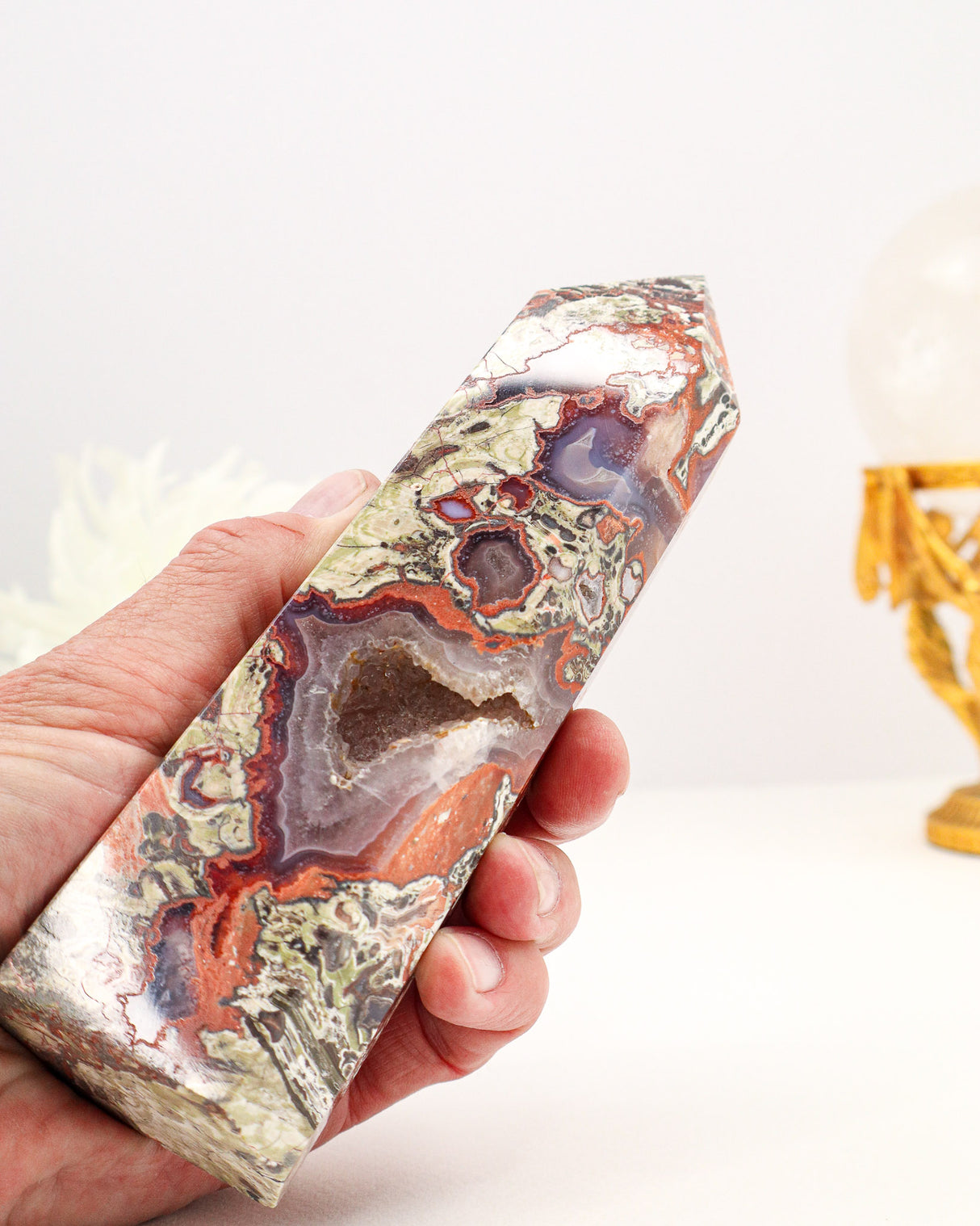 Money Agate Tower Australia | 568g | Wealth Activation Crystal