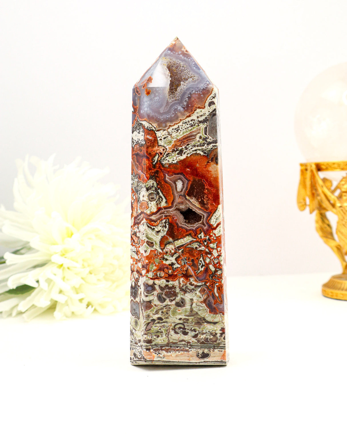 Money Agate Tower | 15cm | 651g | Abundance & Stability