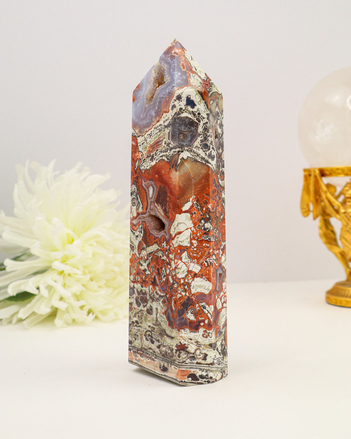 Money Agate Tower | 15cm | 651g | Abundance & Stability