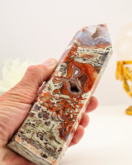 Money Agate Tower | 15cm | 651g | Abundance & Stability