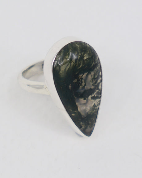 Moss Agate Sterling Silver Ring Size 7 – The Secret Forest | Growth & Abundance