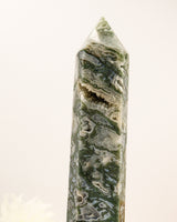 Moss Agate Druzy Tower | 28cm | 1.45kg | Growth & Abundance
