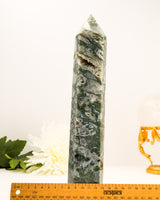 Moss Agate Druzy Tower | 28cm | 1.45kg | Growth & Abundance