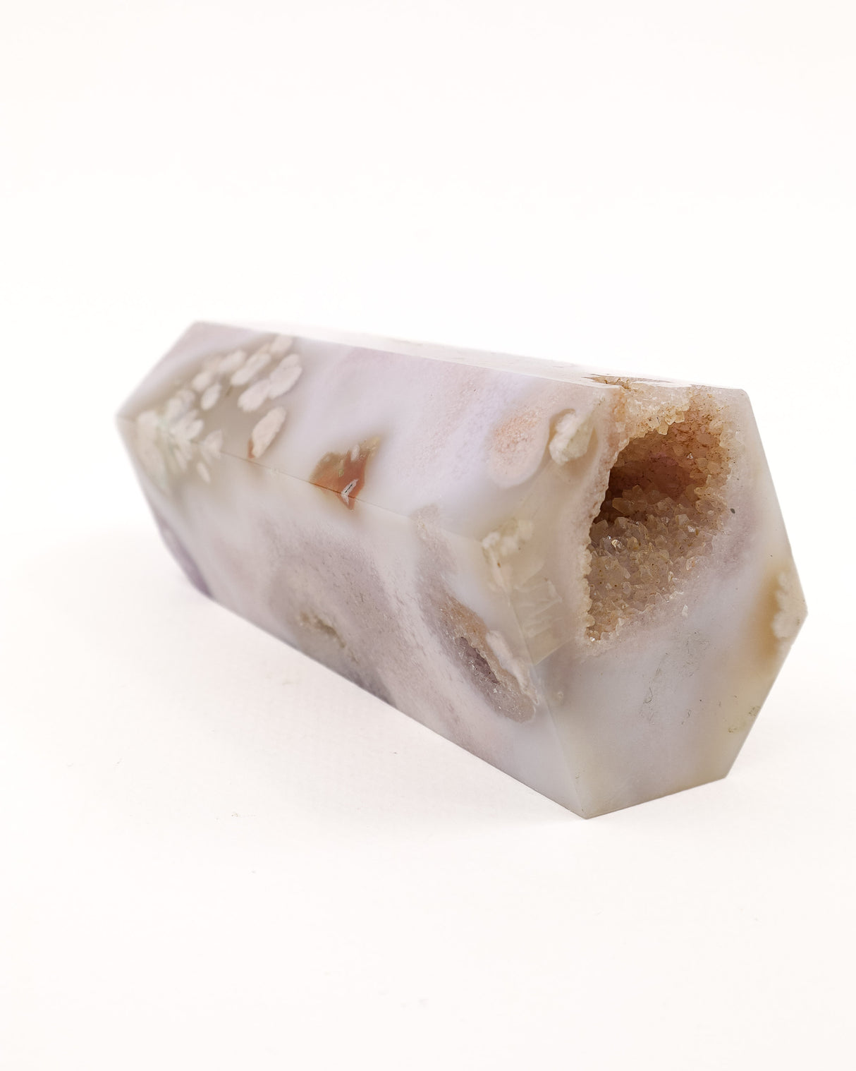 Pink Amethyst Blossom Garden Tower with Flower Agate & Druzy Caves – 728g