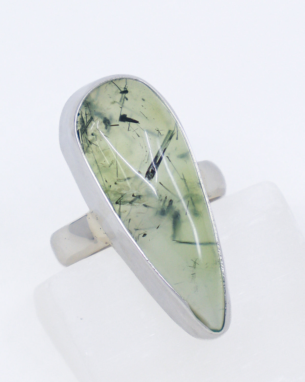 Prehnite with Epidote Sterling Silver Ring – Size 9 | The Inner Sanctuary