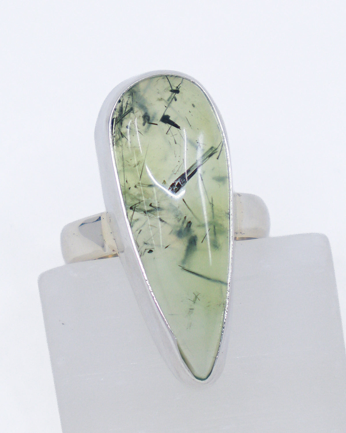 Prehnite with Epidote Sterling Silver Ring – Size 9 | The Inner Sanctuary