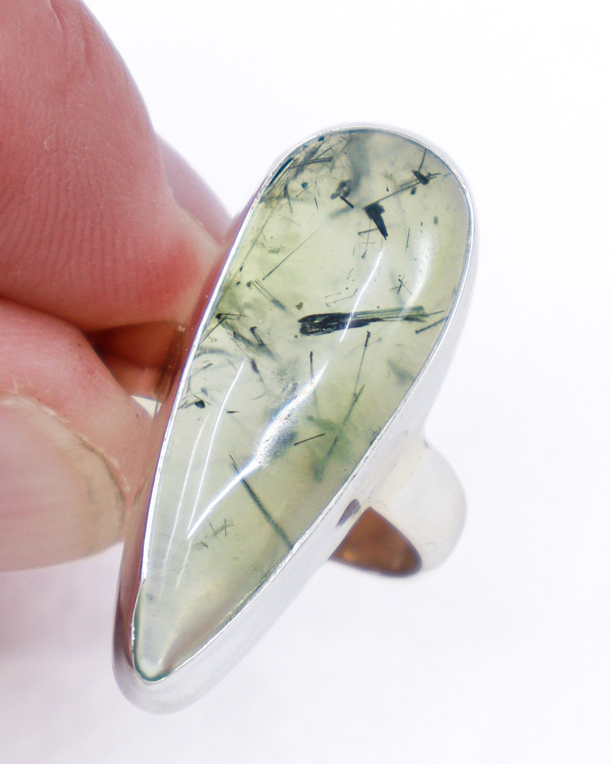 Prehnite with Epidote Sterling Silver Ring – Size 9 | The Inner Sanctuary