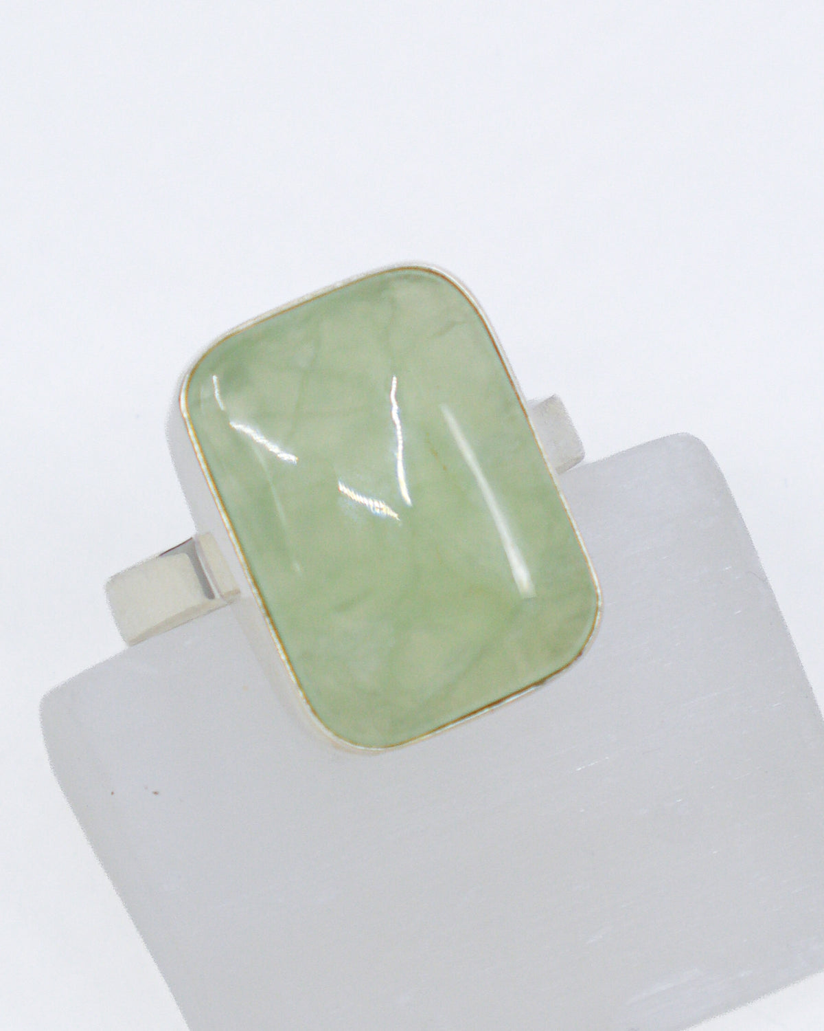 Prehnite Sterling Silver Ring – Size 9 | Gentle Heart