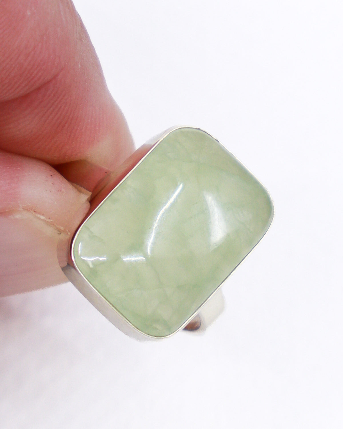 Prehnite Sterling Silver Ring – Size 9 | Gentle Heart