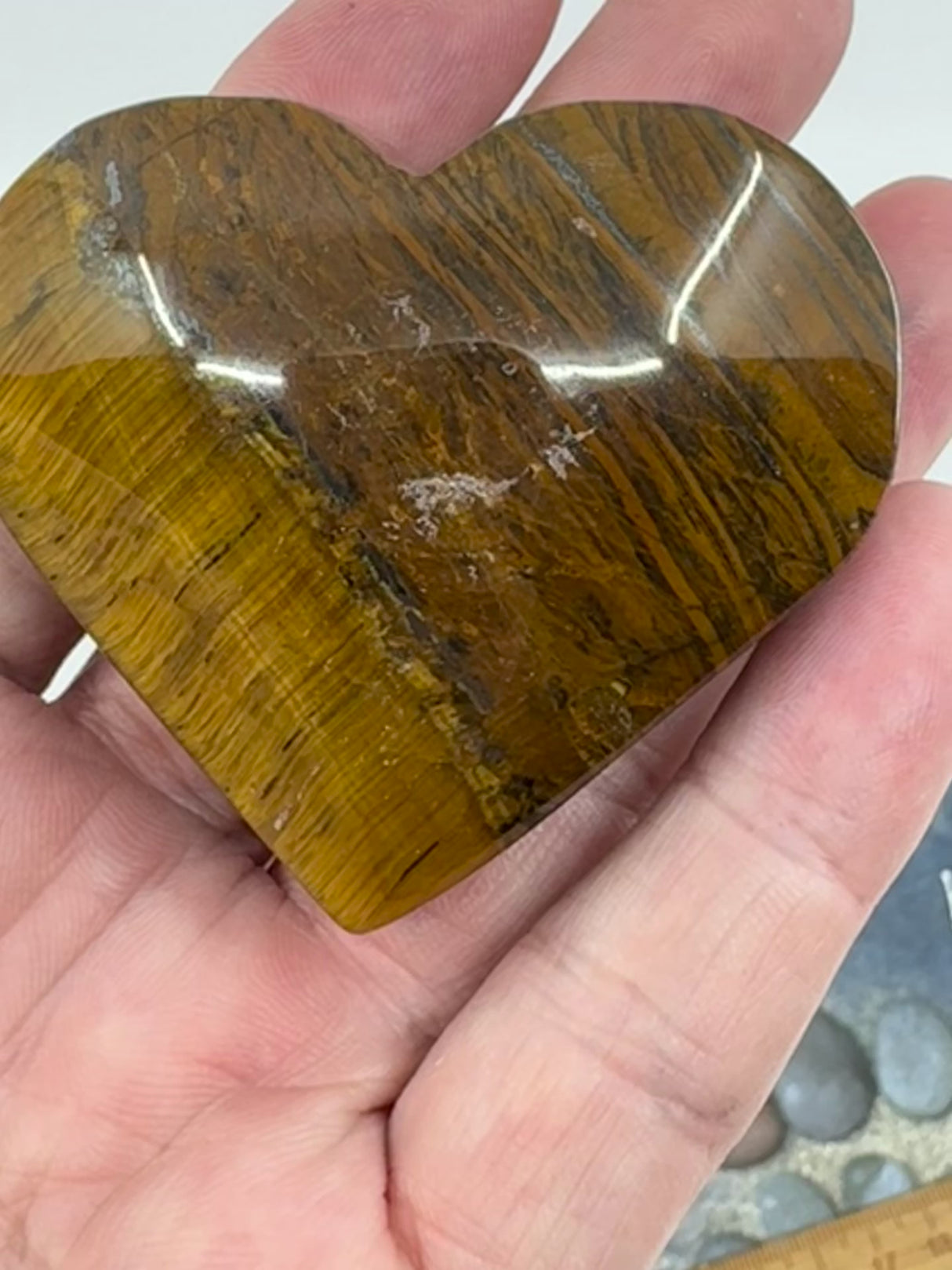 Tiger Eye Gold Heart 103g - "I have the strength to overcome challenges and setbacks.