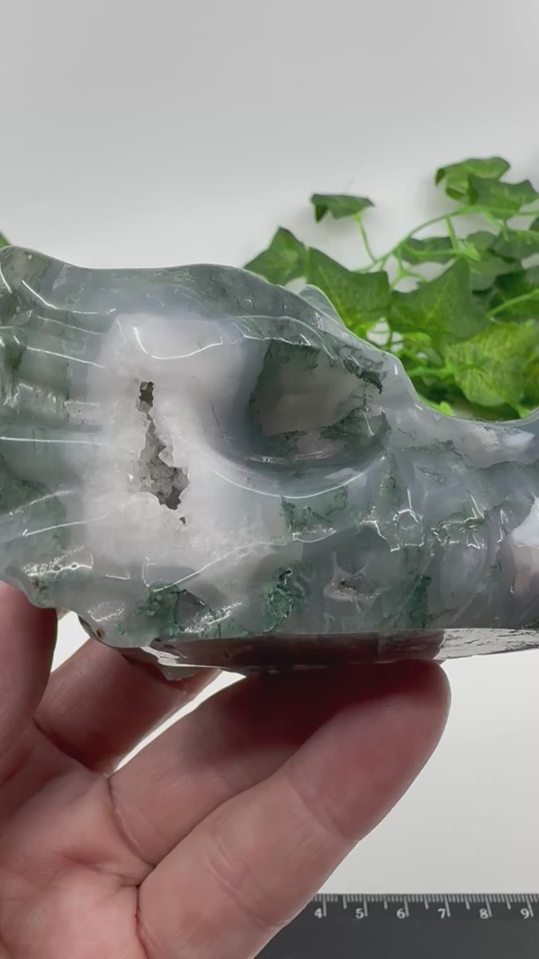 Moss Agate Dragon Head Carving – Earth Magic, Strength and Elemental Wisdom