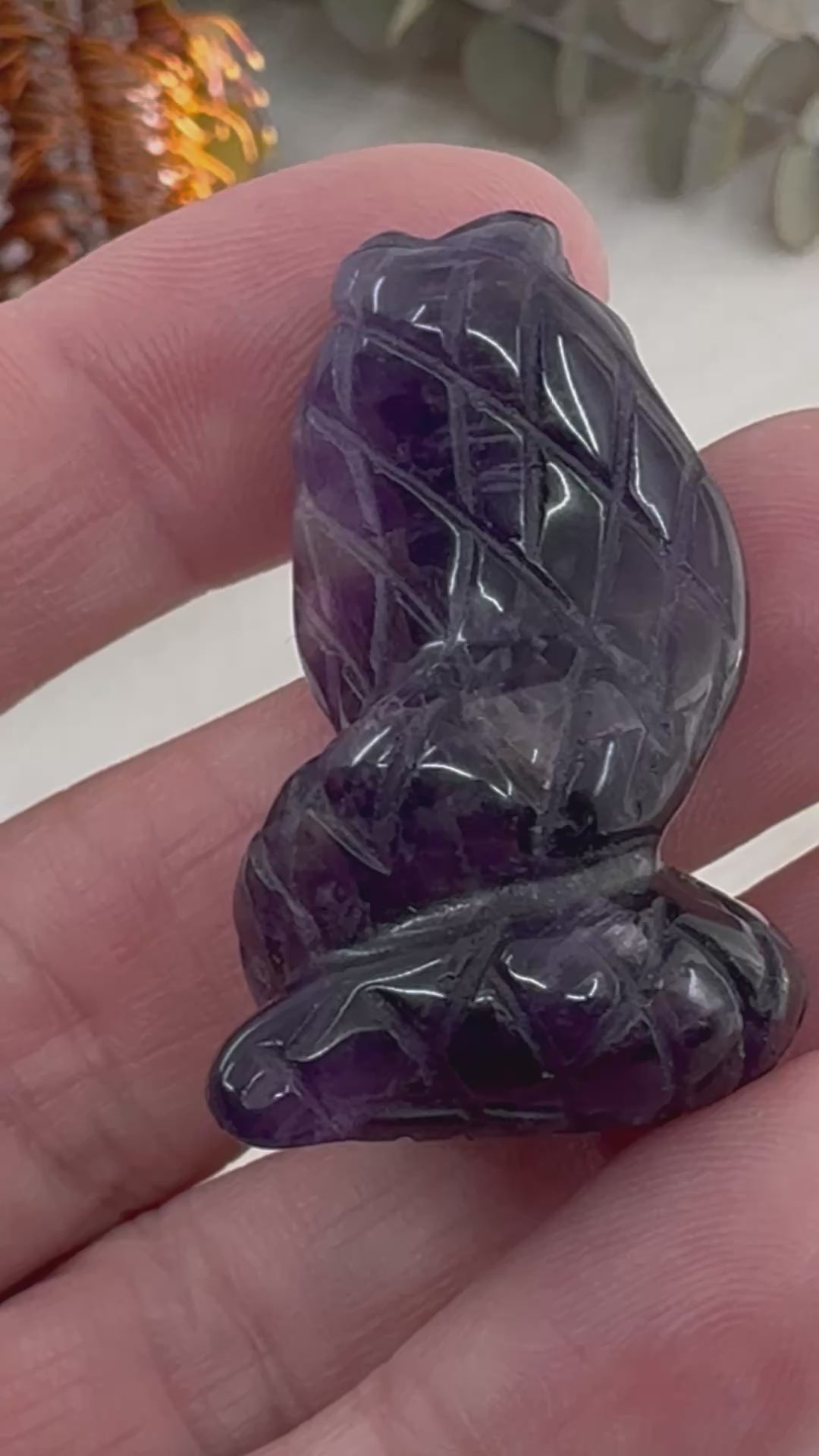 Chevron Amethyst Snake Carving – Crystal of Transformation & Spiritual Awakening