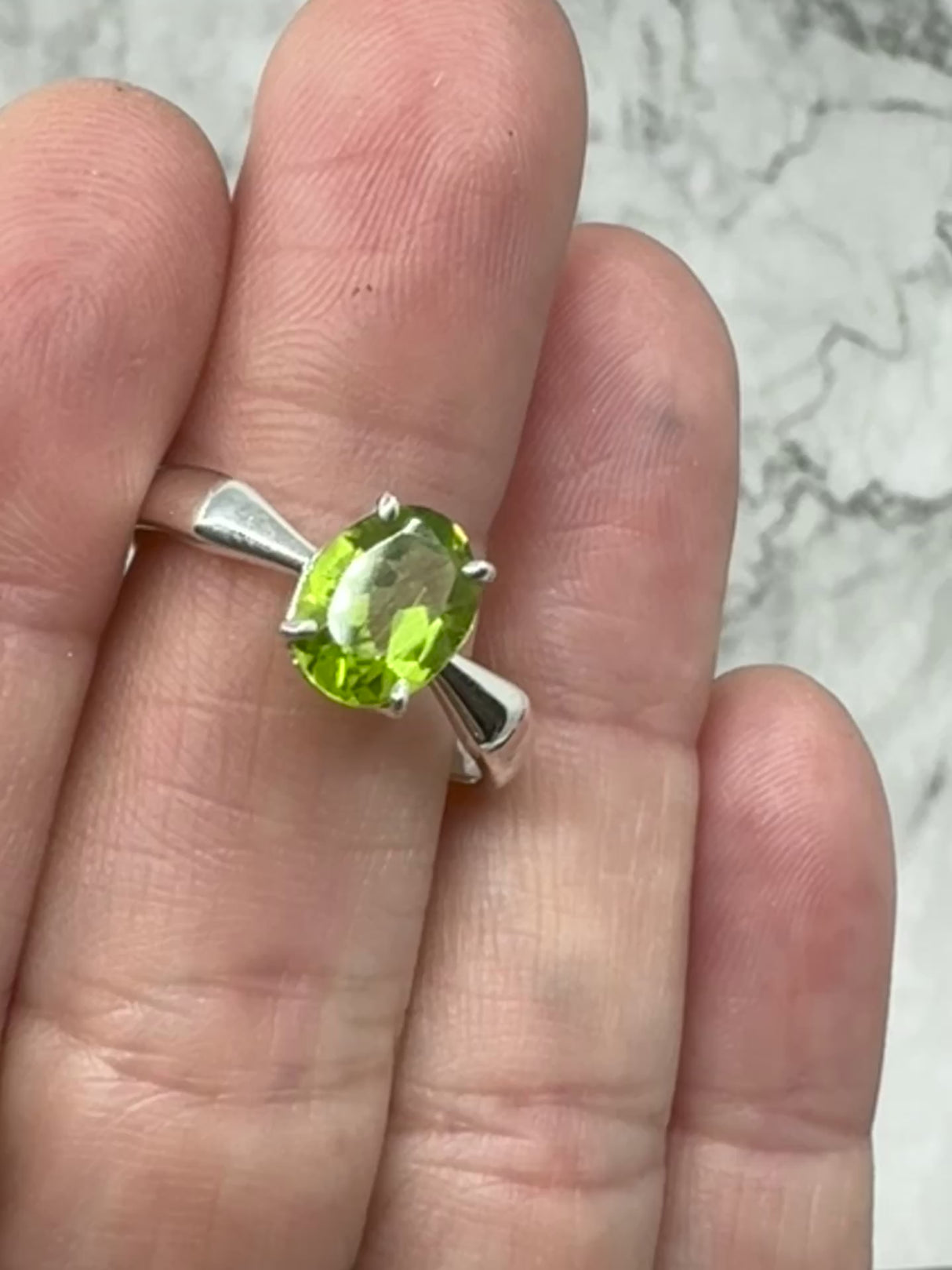 Peridot Silver Ring Size 9 -  “I welcome abundance in all areas of my life”.