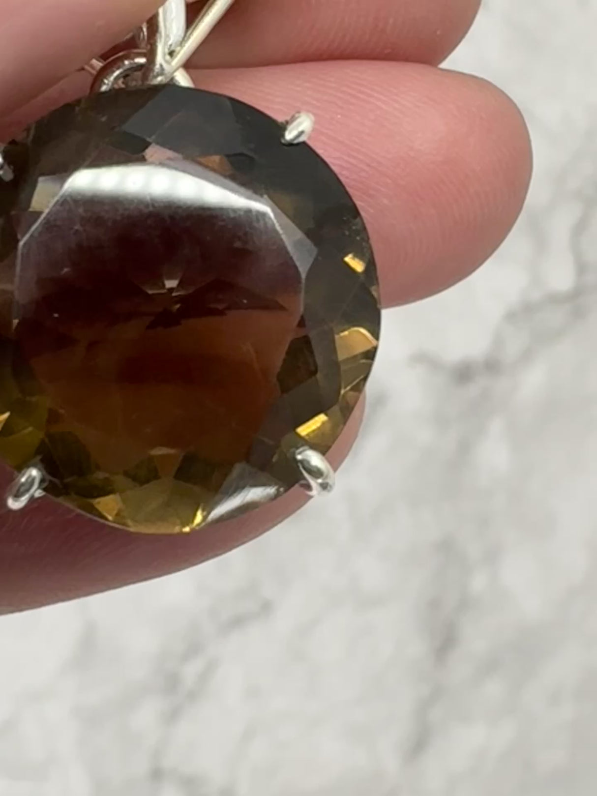Smoky Quartz Round Silver Pendant - “My spirit is deeply grounded in the present moment”.