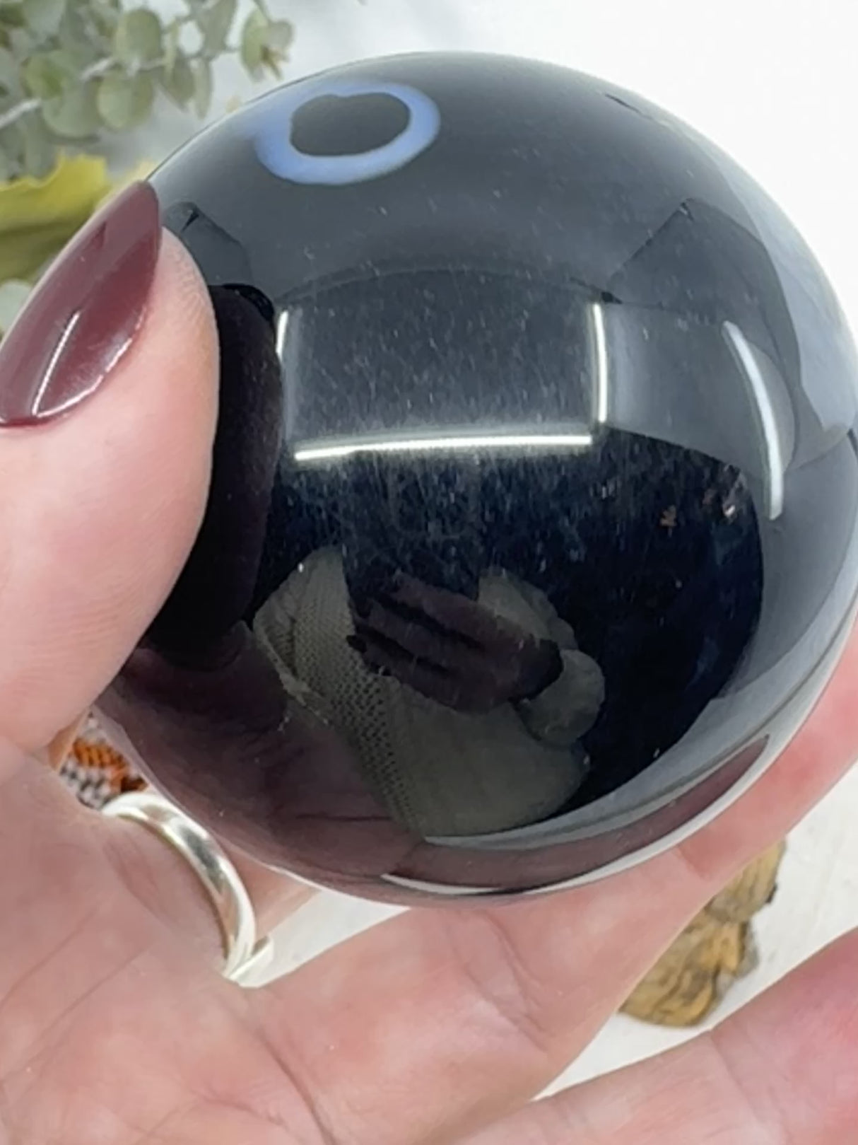 Banded Black Agate Sphere 377g (6.6cm) – Stone of Strength, Grounding & Emotional Stability