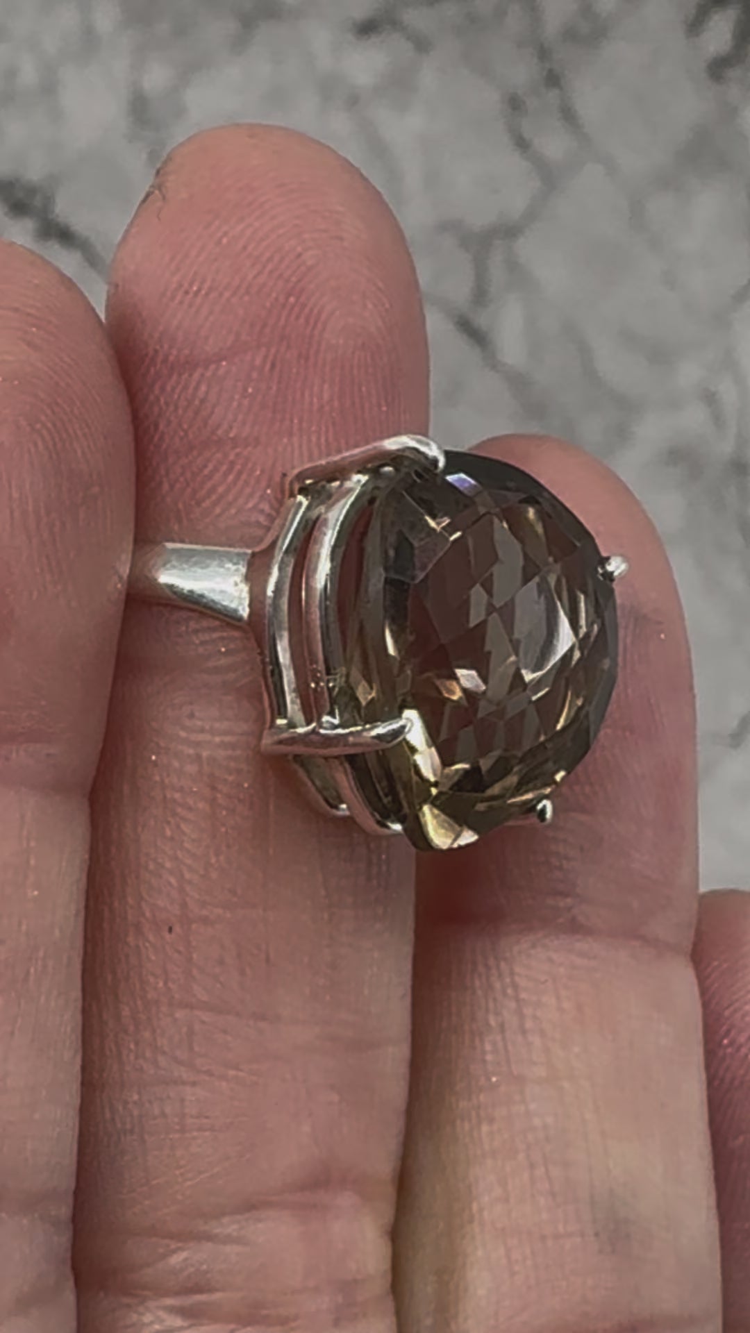 Smoky Quartz Silver Ring Size 10 -  “My spirit is deeply grounded in the present moment”.