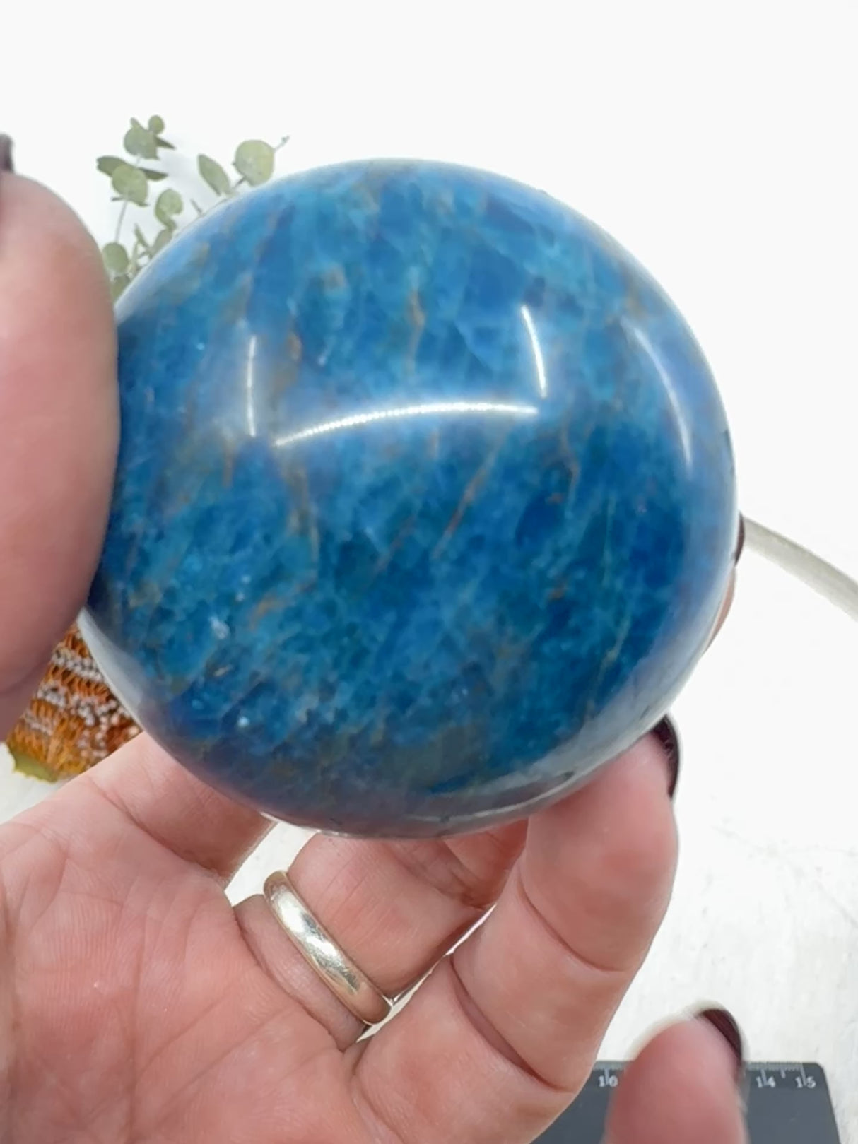 Blue Apatite Sphere 267g (5.5cm) – Stone of Inspiration, Clarity & Communication