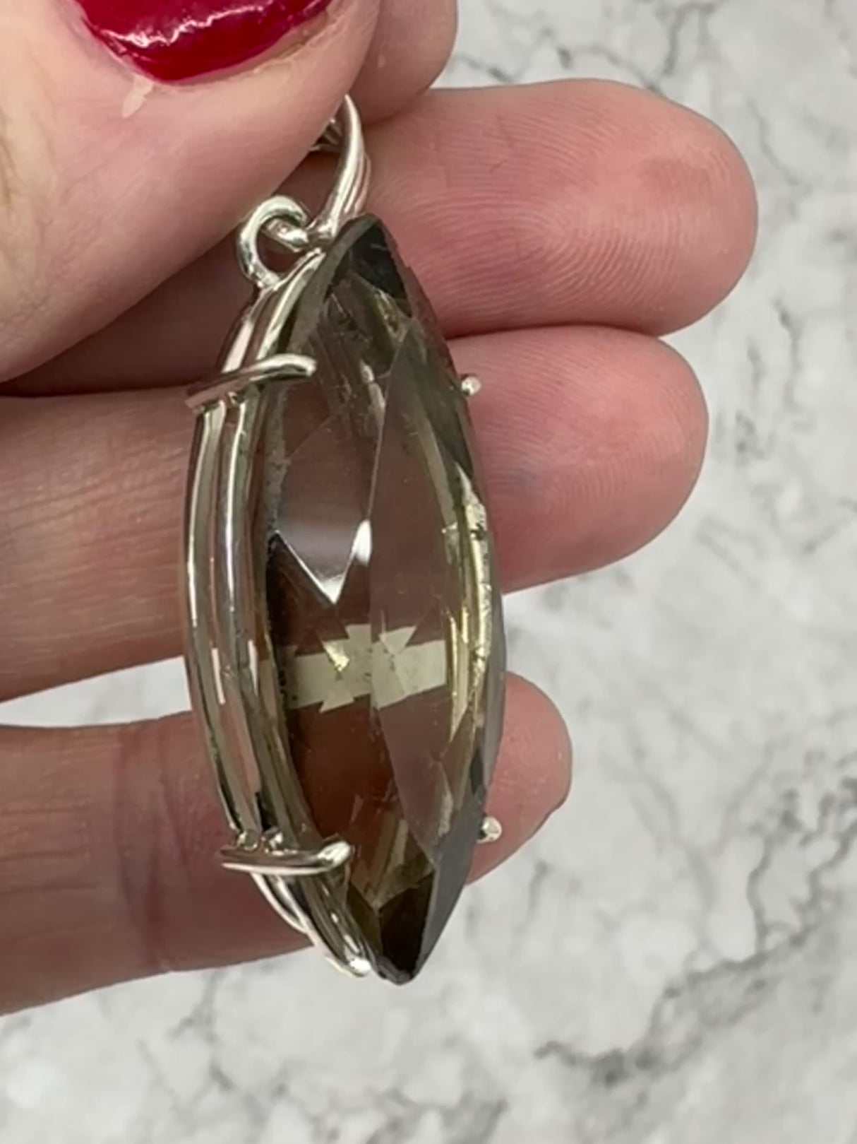 Smoky Quartz Large Silver Pendant - “My spirit is deeply grounded in the present moment”.