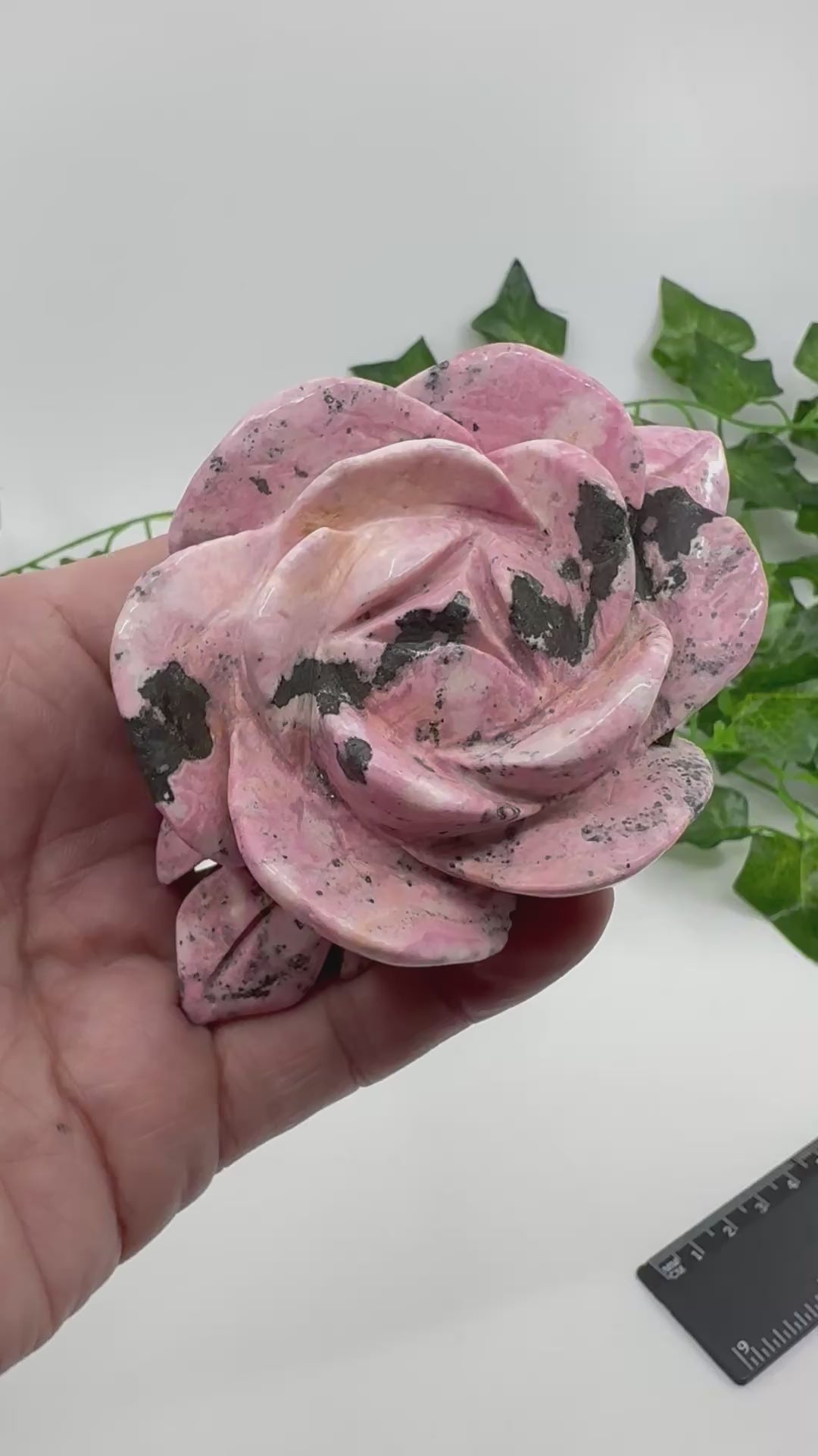 Rhodonite Flower Carving – Heart Healing, Compassion &amp; Soulful Bloom