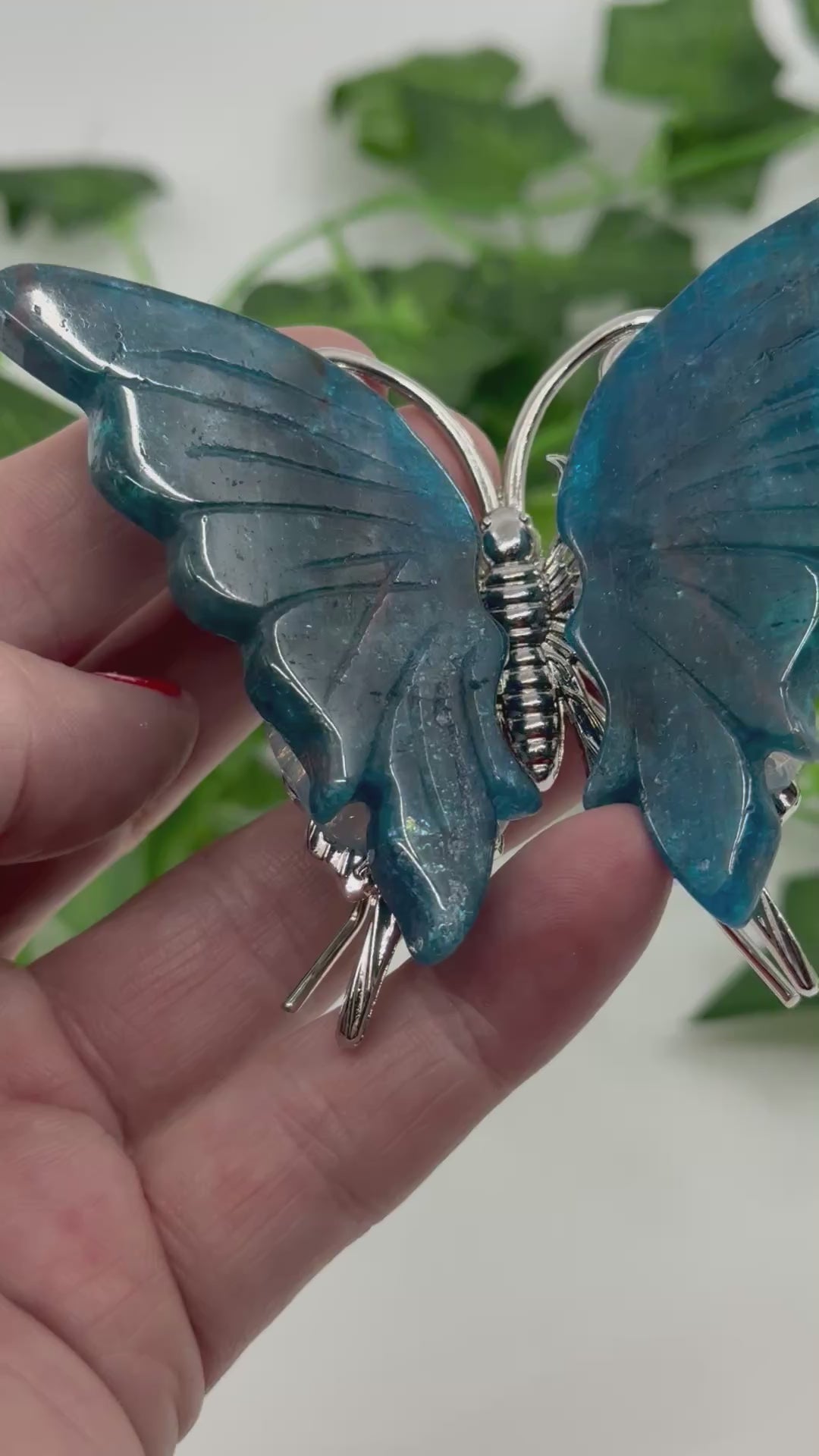 Apatite Blue Butterfly Carving - "I work relentlessly each day to achieve my goals."