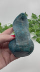Blue Apatite Snake Carving - "I work relentlessly each day to achieve my goals."