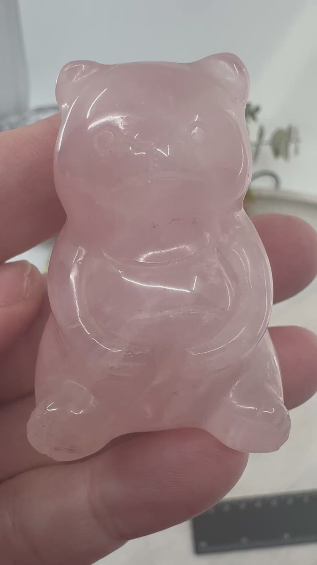 Rose Quartz Teddy Bear Carving - Love. Peace & Harmony