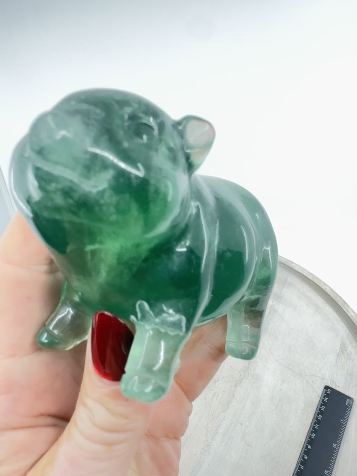 Green Fluorite Pig Carving 415g (5x9.5cm) – Stone of Renewal, Clarity & Abundance