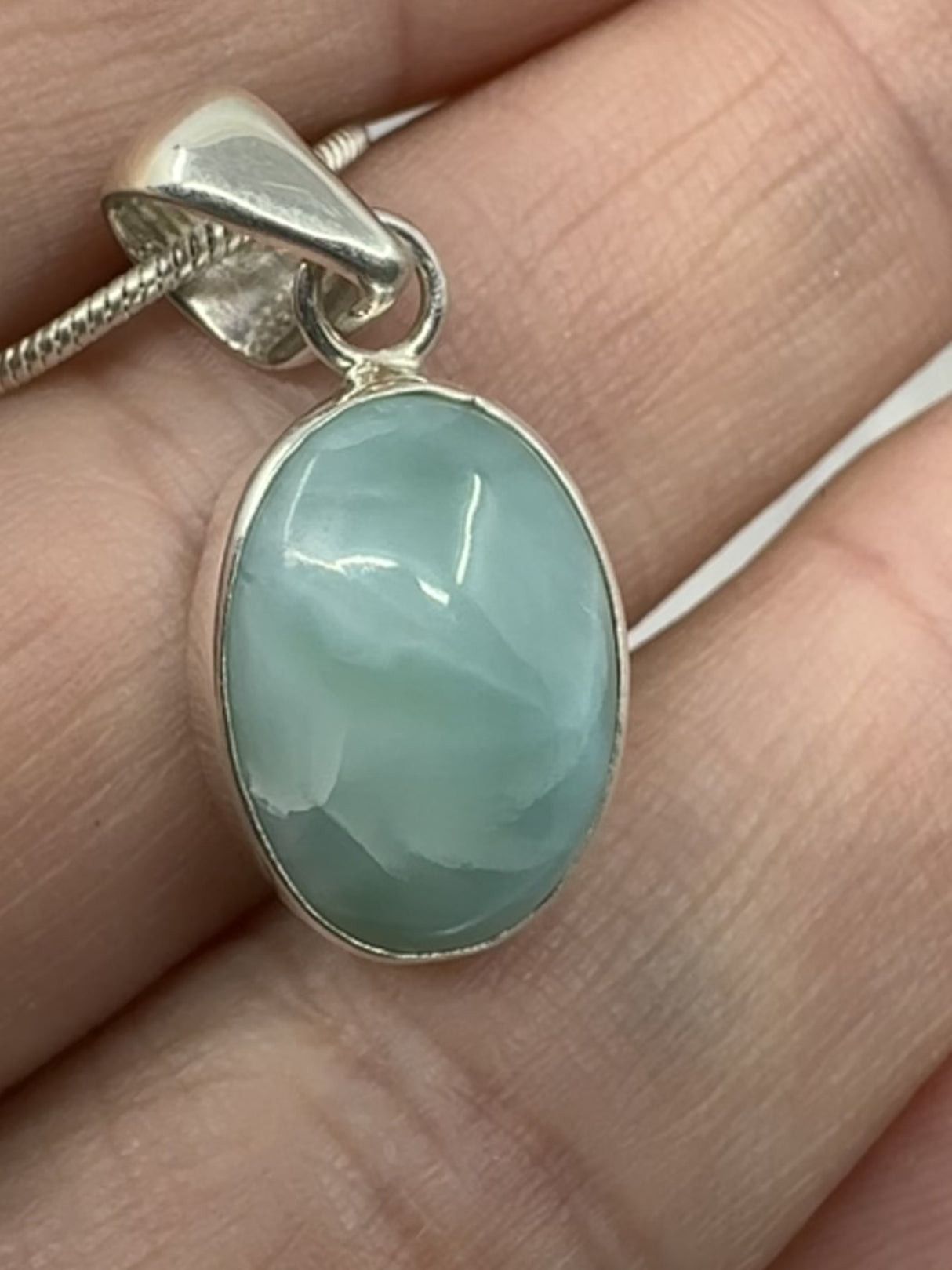 Larimar Silver Pendant & Chain  - "I allow myself to express my inner femininity".